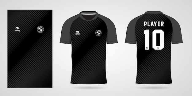 szablon czarnej koszulki sportowej na stroje drużynowe i projekt koszulki piłkarskiej