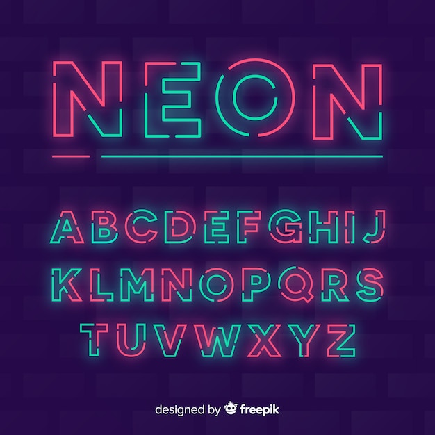 Plik wektorowy szablon dekoracyjny neon alfabet stytle