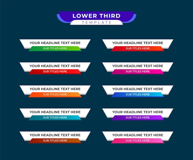 Plik wektorowy szablon dolnych trzecich lub kolorowy szablon dolnych trzecich lub nowoczesny szablon banera dolnych trzecich