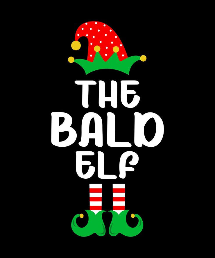 Wektor szablon druku koszuli bald elf merry christmas zabawny projekt koszuli świętego mikołaja