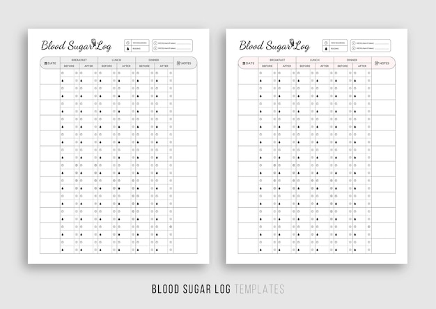 Plik wektorowy szablon dziennika cukrownika krwi