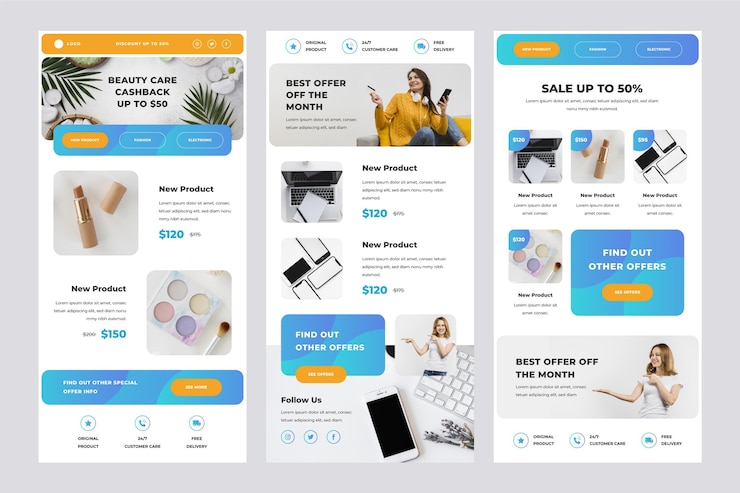 Wektor szablon e-maili e-commerce