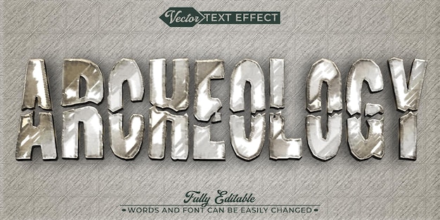 Szablon efektów tekstowych wektorowych Gray Historical Archeology Editable Text Effect Template