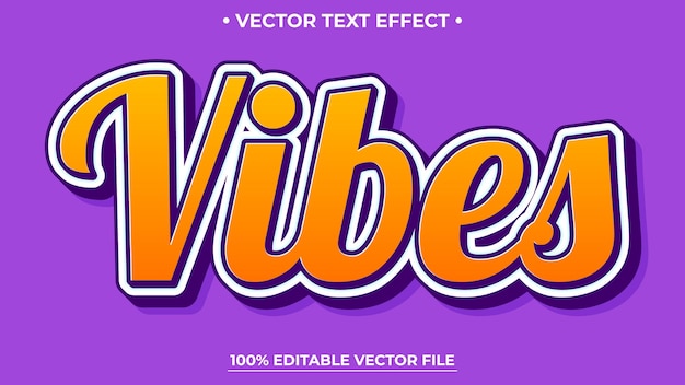Szablon efektu tekstu Vibes z edytowalnym efektem czcionki w stylu 3D