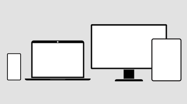 Szablon ekranu urządzeń. Gadżety elektroniczne. monitor, laptop, tablet, smartfon