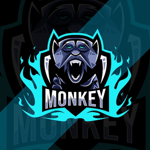 Szablon Esport Logo Maskotka ładny Małpa