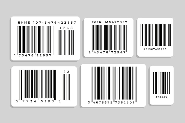 Plik wektorowy szablon etykiety z kodem kreskowym zeskanuj kod w paski do cyfrowej identyfikacji naklejka z kodem kreskowym