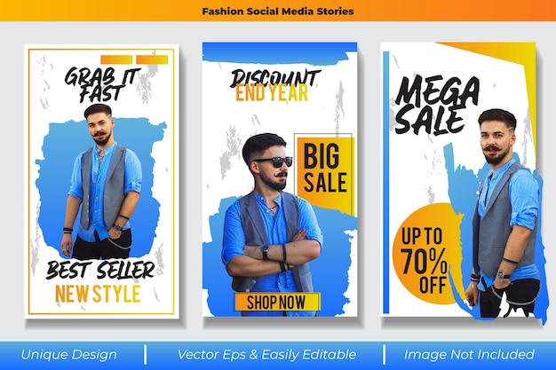 Szablon Fashion Social Media Stories Set Promocja Pędzla Biznesowego Syle