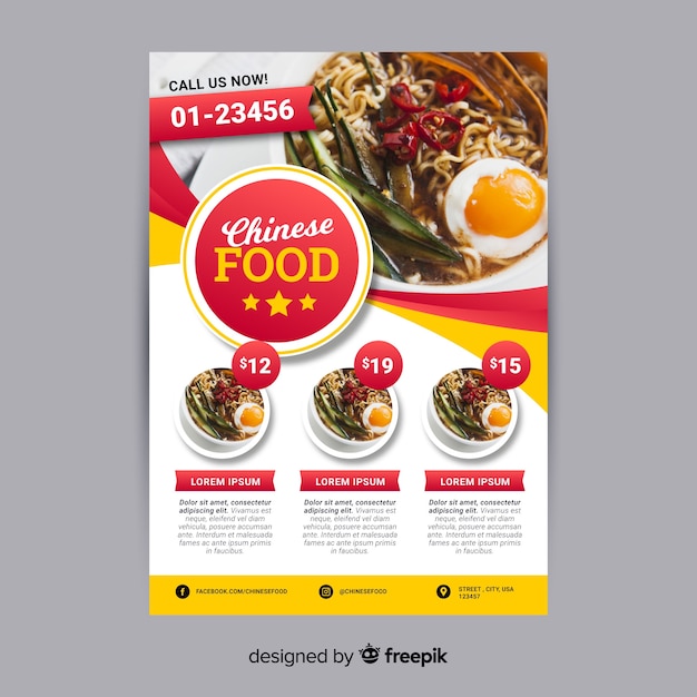 Szablon flyer chińskiej żywności