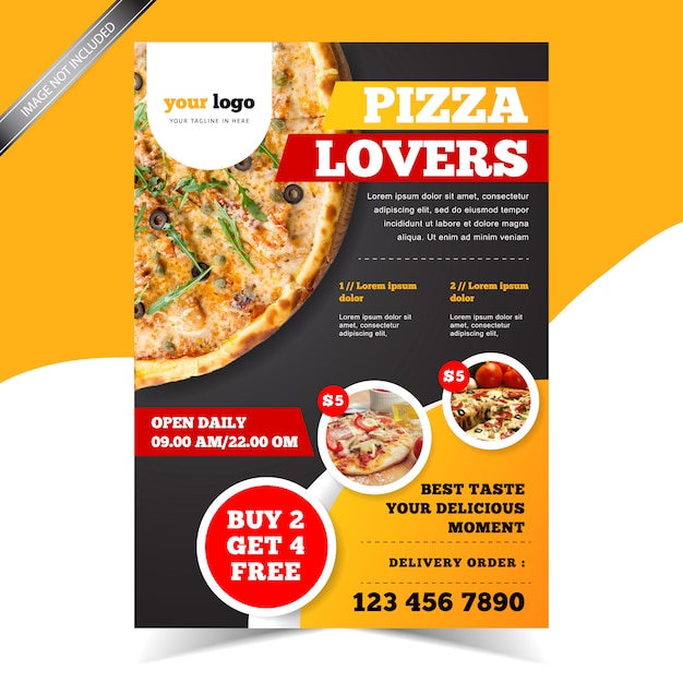 Szablon flyer nowoczesnej pizzy restauracji