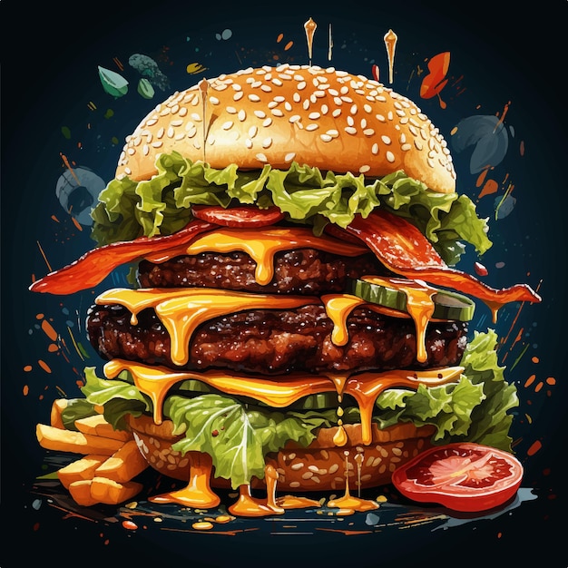 Plik wektorowy szablon formatu poziomego menu cyfrowej restauracji z napojem i burgerem