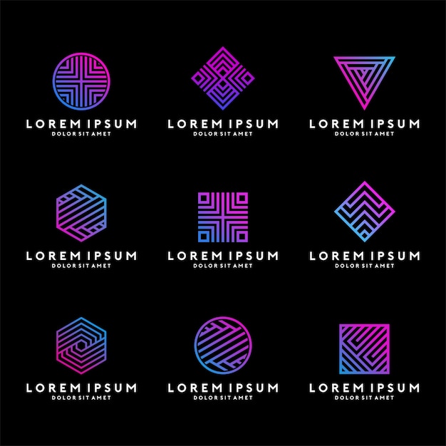 Szablon Geometryczne Logo Z Kolor Gradientu Neon