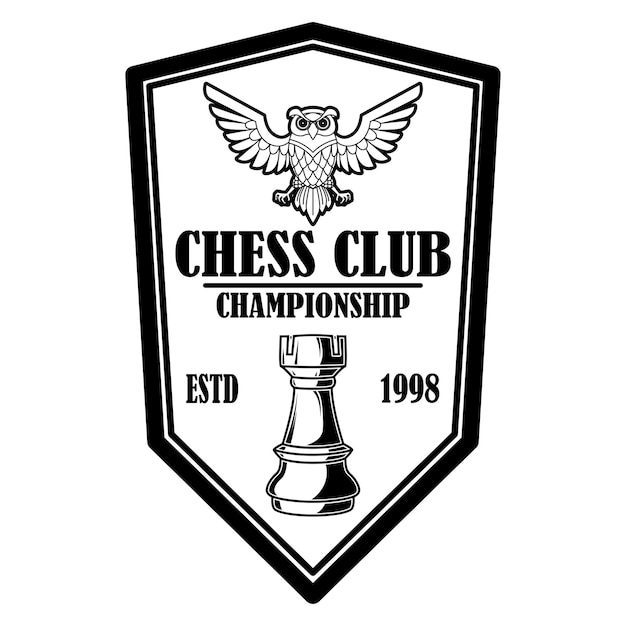 Szablon godło klubu szachowego Element projektu dla godła znak logo etykieta plakat karty Ilustracja wektora