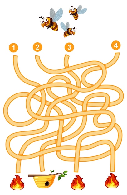 Szablon Gry Labirynt W Motywie Pszczół Dla Dzieci