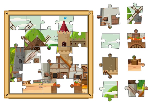 Szablon Gry Puzzle Ze Zdjęciami