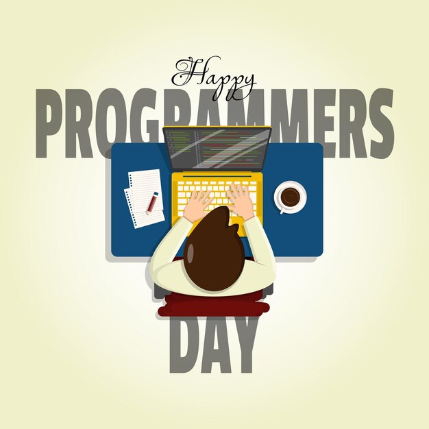Szablon Happy Programmers Day z męskim programistą działa