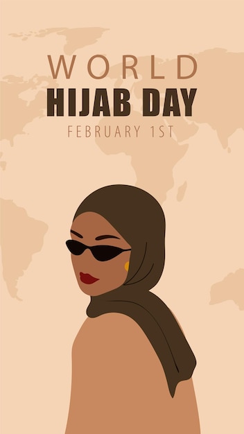 Szablon Historii światowego Dnia Hidżabu Abstrakcyjna Muzułmanka W Abaya