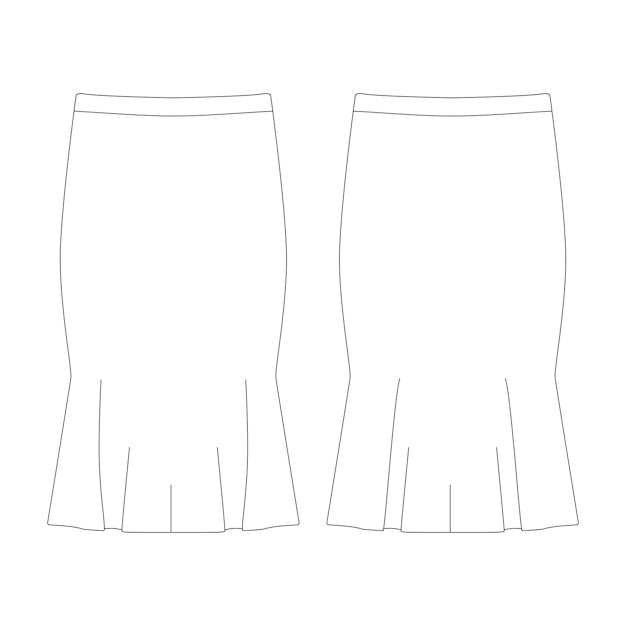 Plik wektorowy szablon ilustracji wektorowej spódnicy płaski projekt zarys kolekcja odzieży