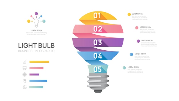 Plik wektorowy szablon infograficznego schematu żarówki dla edukacji biznesowej modern timeline step