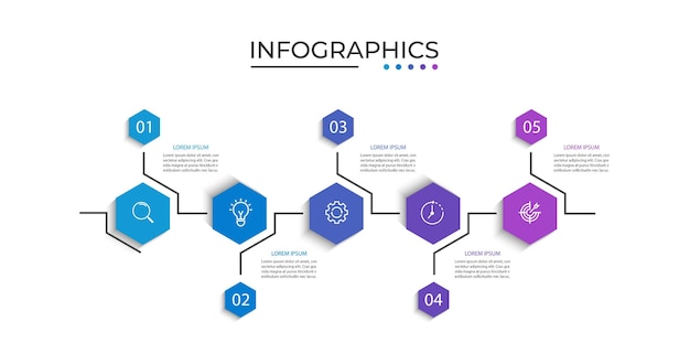 Szablon infografiki biznesowej 5 etapów podróży w linii czasowej Diagram procesu 5 opcji