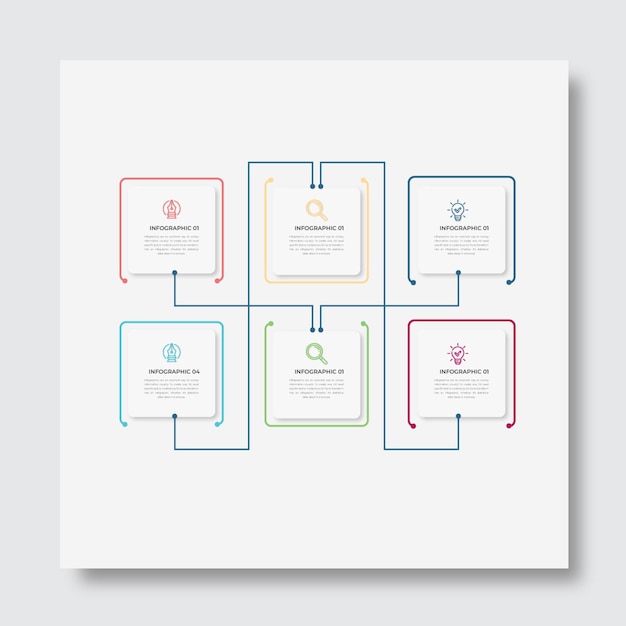 Szablon infografiki biznesowej prezentacji z 6 opcjami