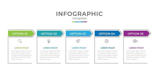 Plik wektorowy szablon infografiki biznesowej proces osi czasu z 5 opcjami lub krokami ilustracja wektora