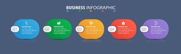 Szablon Infografiki Biznesowej Z 5 Opcjami Lub Krokami