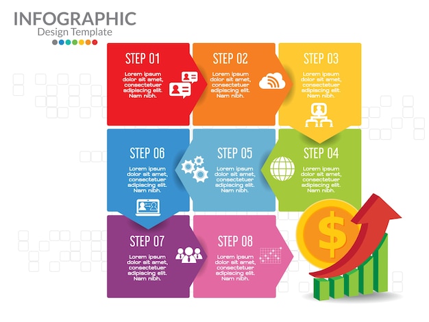 Szablon Infografiki Biznesu Krok Po Kroku.