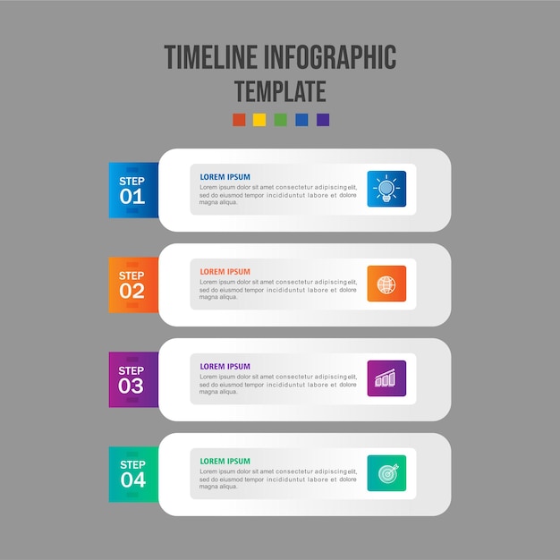 Szablon Infografiki Dla Biznesu 4 Kroki Nowoczesna Mapa Myśli Diagram Prezentacji Wektor Infografika