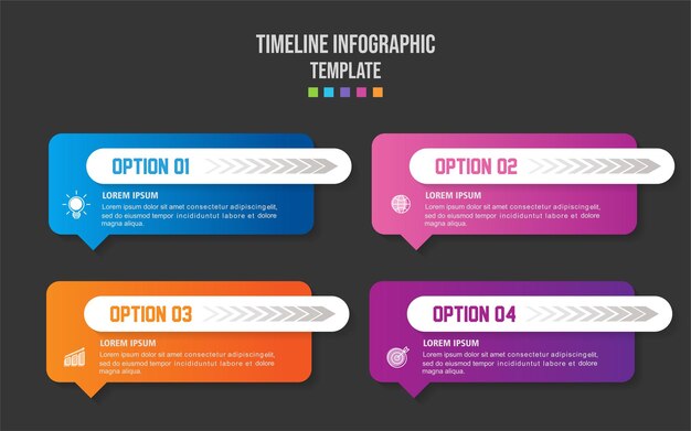 Plik wektorowy szablon infografiki dla biznesu 4 kroki nowoczesny diagram linii czasowej z tematami tytułów