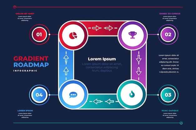 Szablon Infografiki Gradientowej Mapy Drogowej