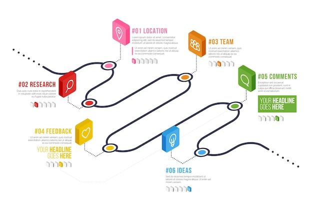 Szablon Infografiki Izometrycznej Mapy Drogowej