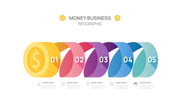 Plik wektorowy szablon infografiki monet dla prezentacji biznesowej infografika wektorowa