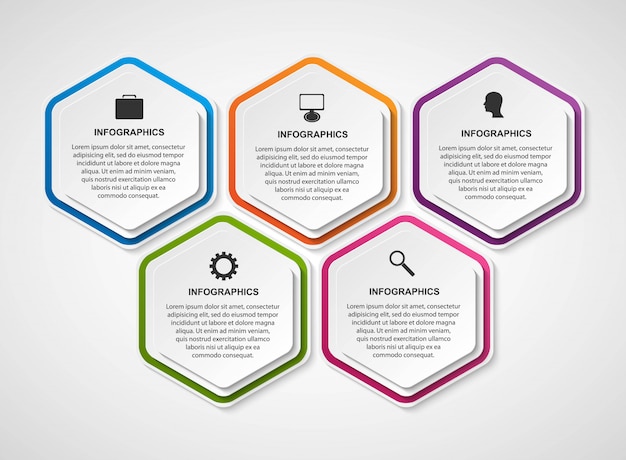 Szablon Infografiki Opcje Sześciokąt.