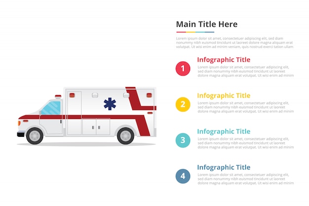 Szablon Infografiki Opieki Zdrowotnej Pogotowia Z Czterema Punktami
