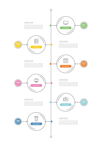 Szablon Infografiki Osi Czasu Danych Koła Z Cienką Linią.