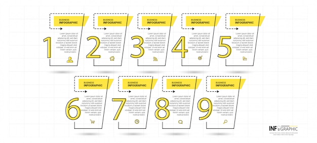 Szablon Infografiki Osi Czasu Z 9 Krokami