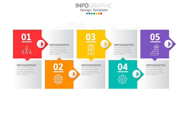 Szablon Infografiki Osi Czasu Ze Strzałkami I 5 Opcjami Płaska Konstrukcja