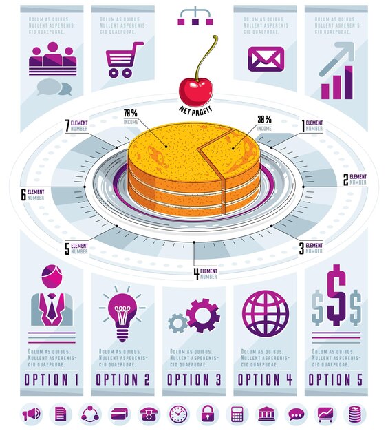 Szablon Infografiki, Pomysł Na Kawałek Ciasta, Ilustracja Wektorowa.