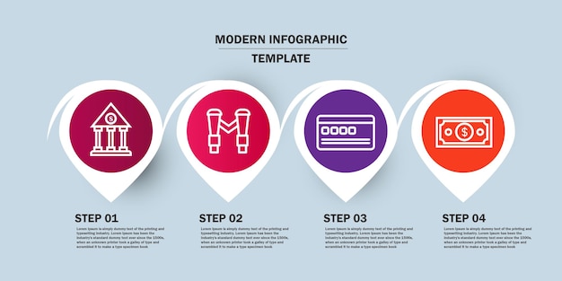 Szablon infografiki procesów biznesowych Kolorowe okrągłe elementy