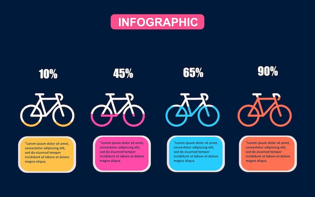 Szablon Infografiki Rowerowej Z Procentem I Procesem Prezentacji Biznesowej