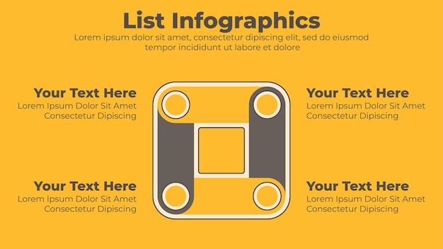 Szablon Infografiki W Kształcie Kwadratu Z Czterema Krokami