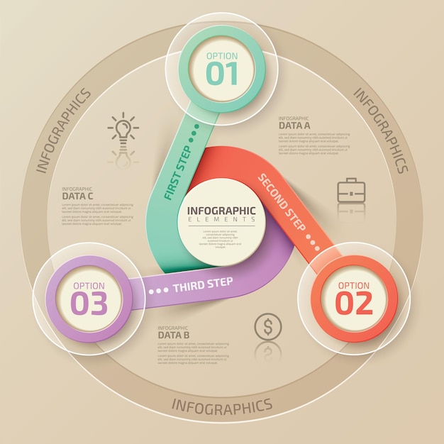 Szablon Infografiki Z 3 Połączonymi Okrągłymi Elementami