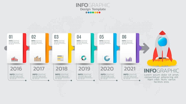 Szablon Infografiki Z 6 Elementami Schematu Procesu Przepływu Pracy.