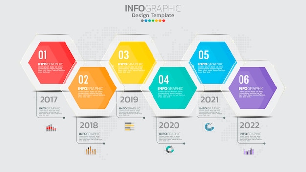 Szablon Infografiki Z 6 Elementami Schematu Procesu Przepływu Pracy.