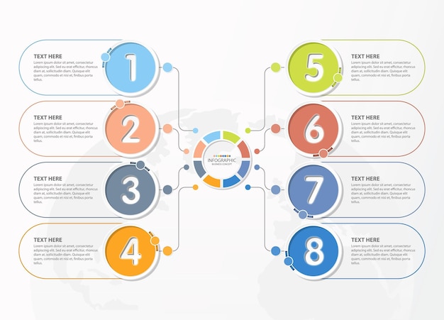 Szablon Infografiki Z 8 Krokami Procesu Lub Procesem Opcji