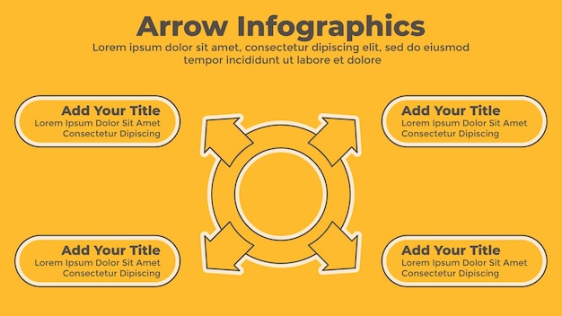 Szablon Infografiki Z Okręgiem I Strzałką W Czterech Krokach