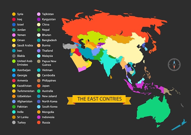 Szablon Infographic Mapy świata. Ilustracja Krajów Wschodu