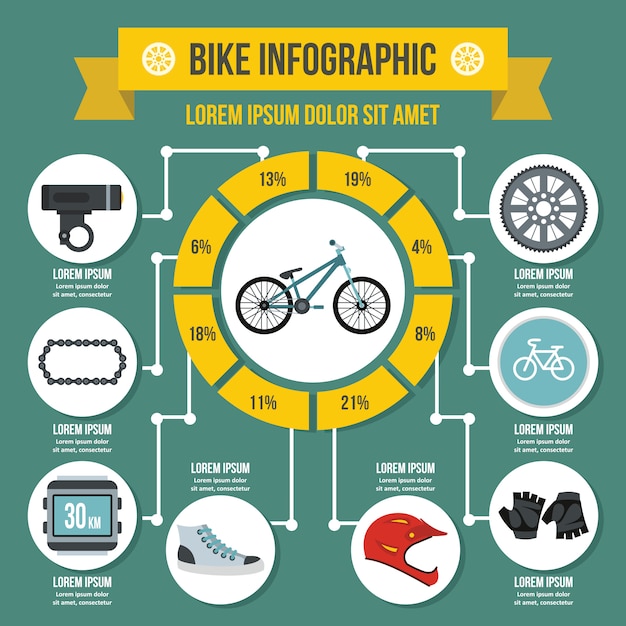 Szablon Infographic Rower, Płaski