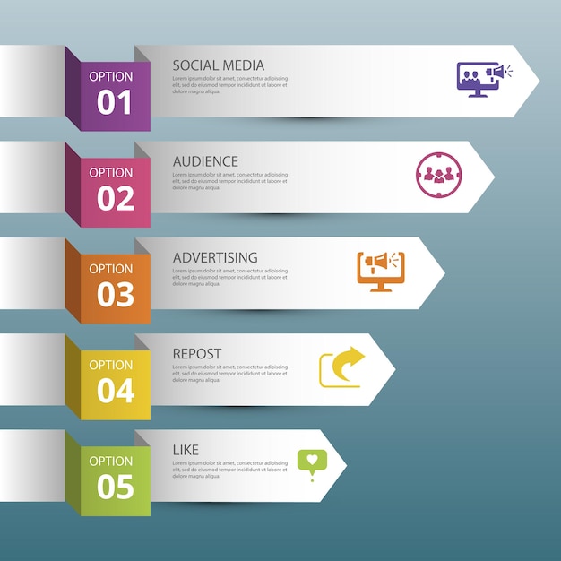 Szablon Informacyjny Infografiki W Mediach Społecznościowych Z Kolorowymi Krokami